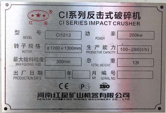 ci1213反擊破碎機(jī)，型號(hào)功率產(chǎn)量重量