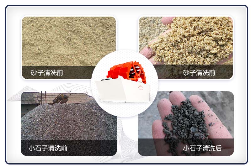 石子清洗機械洗砂、洗石前后展示